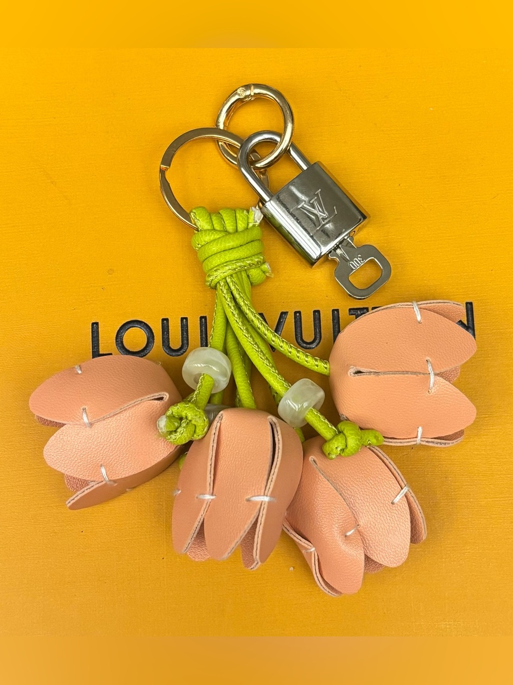 Louis Vuitton RARE Silver Lock and Key #300, Tulip Bag Charm, 5 inches